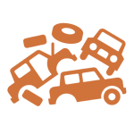 Car dismantling icon in orange