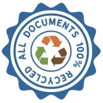 Icon that says "All Documents 100% Recycled"